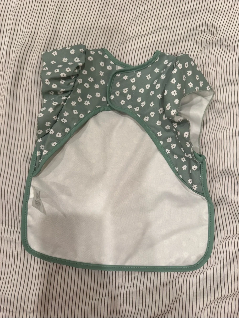 cloud island Mint Green Floral Ruffle-Shoulder Waterproof Bib